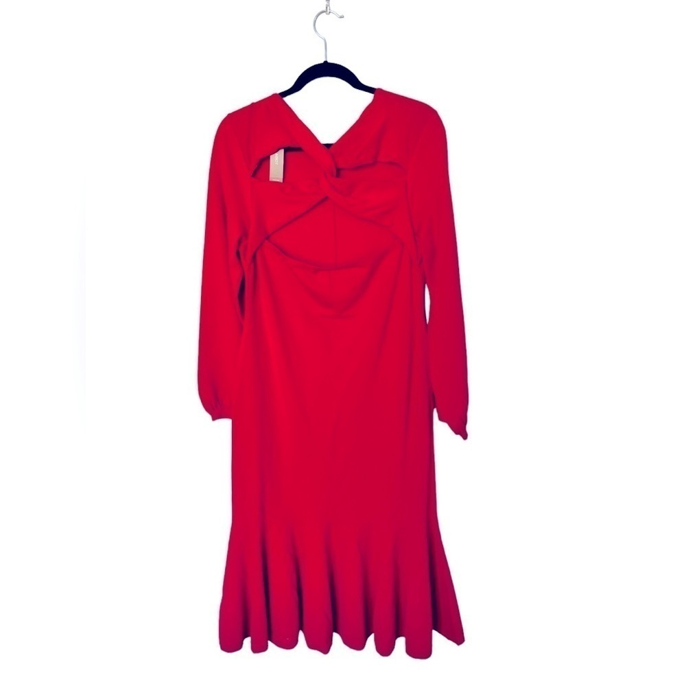 J.Crew Merino Wool Twist-Back Sweater-Dress in Red Color Size Medium - Picture 4 of 8